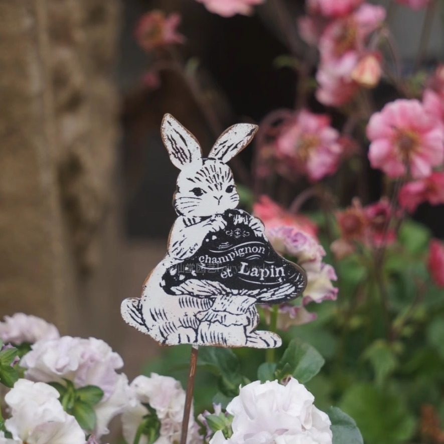 日系ins风铁艺复古做旧小兔子花插花园阳台装饰户外花园园艺杂货,家居饰品,户外/庭院摆件,淘宝优惠券,粉丝福利购,淘宝优惠卷