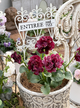 铁艺复古做旧弯花长矛栅栏花插花园阳台花盆装饰品园艺杂货摆件