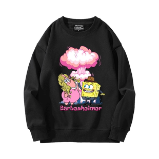 海绵宝宝派大星联名芭比奥本海默动漫周边圆领卫衣男女宽松连帽