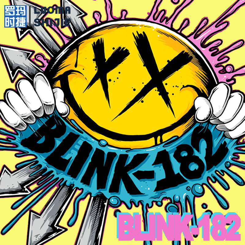 t恤男ins潮流百搭 朋克摇滚blink182乐队周边短袖t恤男2022年新款