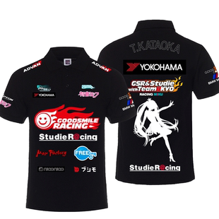 GSR初音未来骑行服BMW赛车POLO衫Hatsune Miku服印花T恤短袖