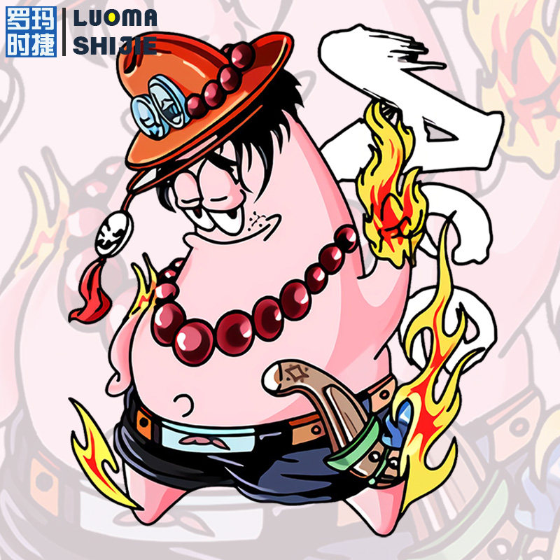 男短袖t恤潮流网红  海绵宝宝草帽一伙联名派大星短袖t恤 男潮牌