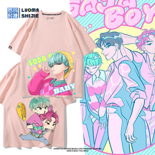 Kpop猎魔女团恶魔男团周边短袖男女学生二次元夏季百搭宽松T恤衫