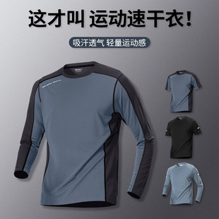 春秋打底 乒乓球服男士 必迈速干衣长袖 男户外登山跑步运动上衣春季