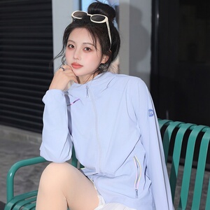 道木熙防晒衣女生夏季防紫外线外套户外冰丝大尺码薄款蓝色防晒服