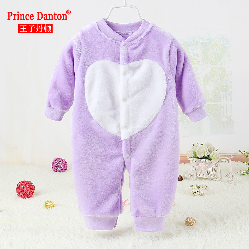 法兰绒秋冬季加厚爬服满月连体衣
