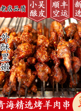 青海烤羊肉串25串新鲜高原羊肉烧烤食材真空包装西宁特色小吃250g