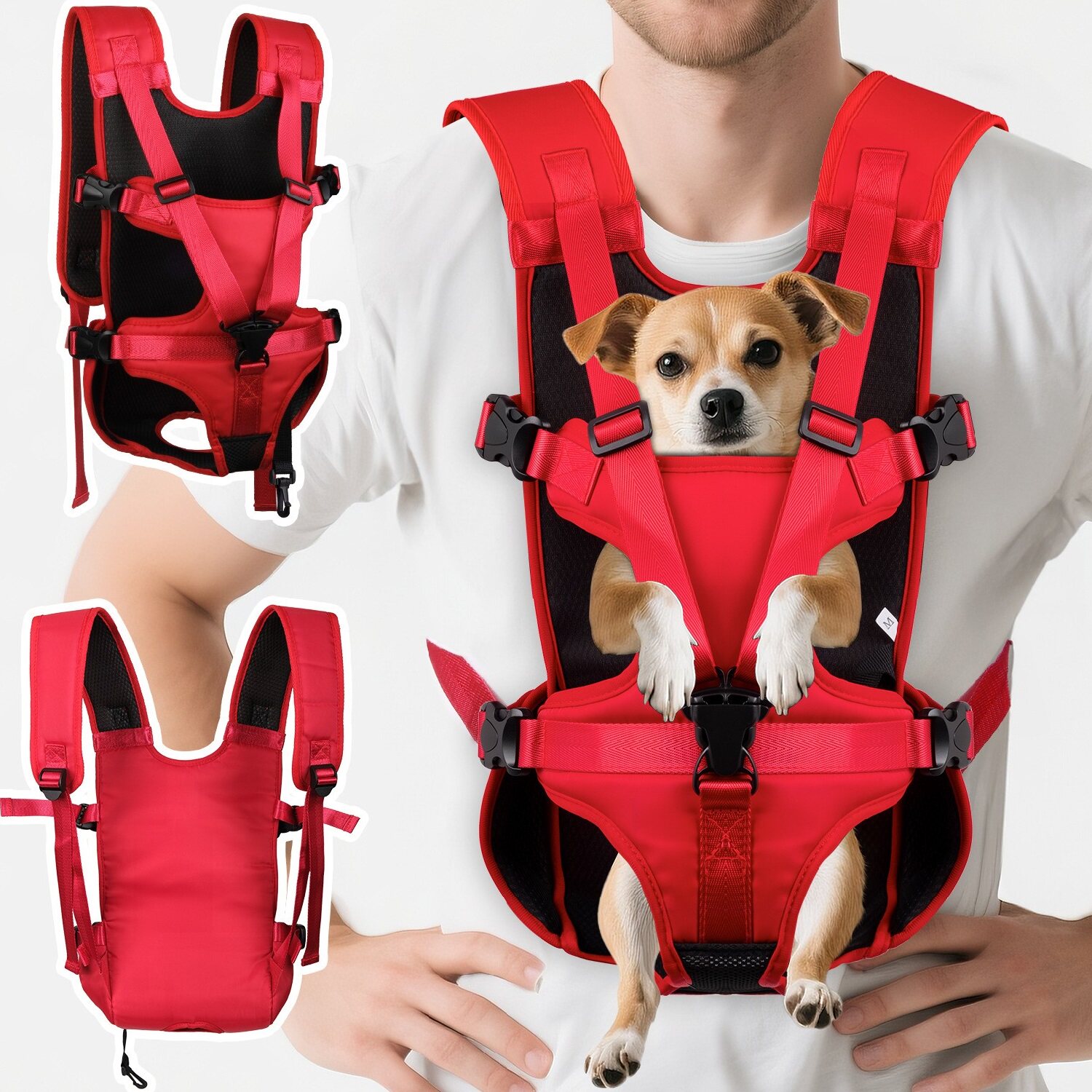 加固不晃小狗漏四脚包环抱式胸前宠物双肩背包狗狗外出便捷携带包