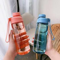 Sports water bottle, large capacity, fall proof, male and female students' creative water cup, fresh plastic, simple and handy cup