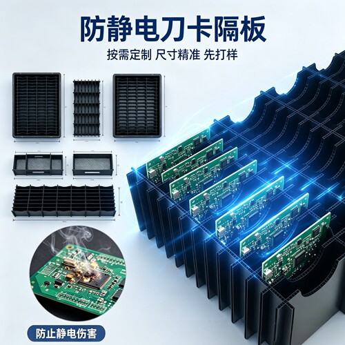 中空板箱塑料隔板万通PP瓦楞板分格周转箱PCB刀卡防潮黑色防静电
