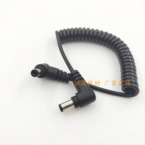 全铜弯头DC5.5*2.5/2.1公对公/公对母电源线 双公头可拉伸弹簧线