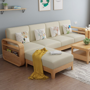 北欧实木沙发组合现代简约客厅家用2025新款原木小户型橡胶木沙发