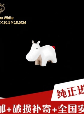 现货台湾白色圣诞款河马书挡摆件