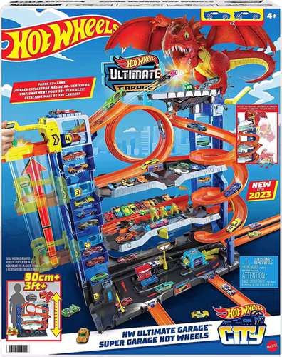 美国代购Hot wheels风火轮翼龙霸王龙车库场地赛车停车场儿童玩具