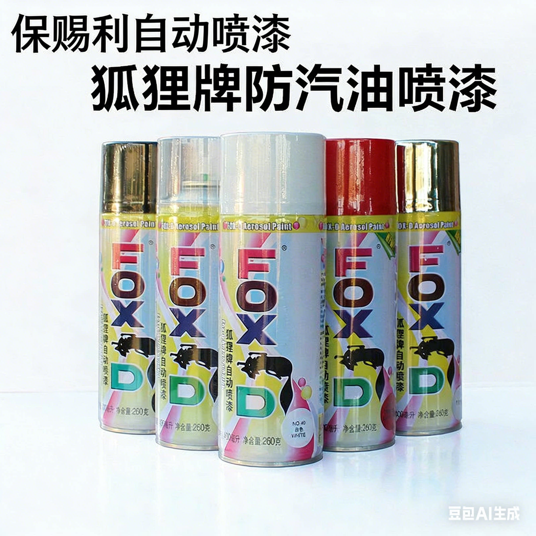 保赐利狐狸牌哑光黑色自动手喷漆耐汽油自喷漆白银色摩托车修补漆