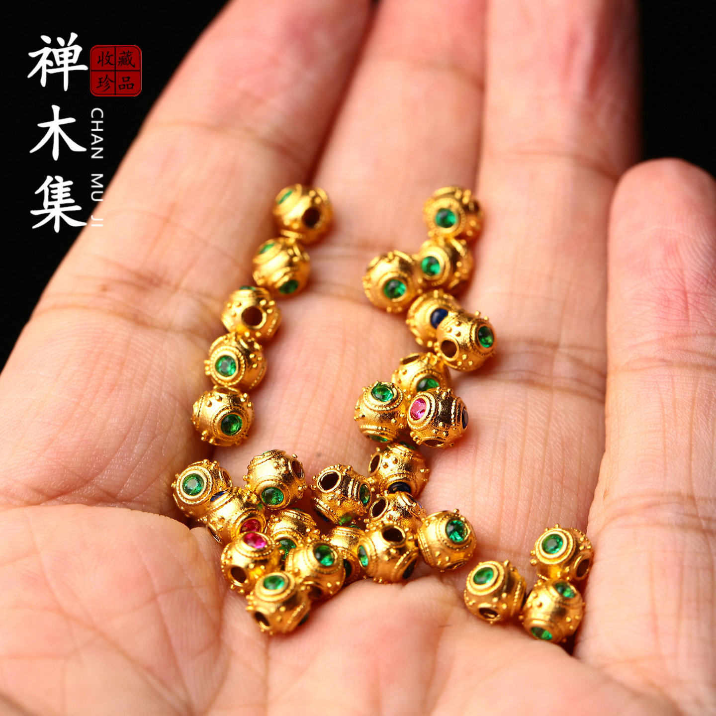金色蜻蜓眼隔珠线束文玩配饰diy