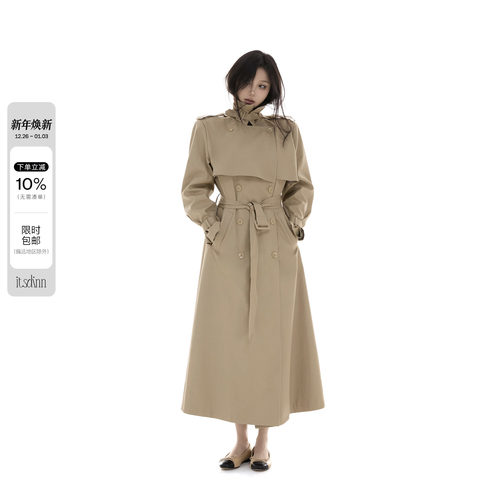 itsdinn立裁斗篷风衣外套女长款