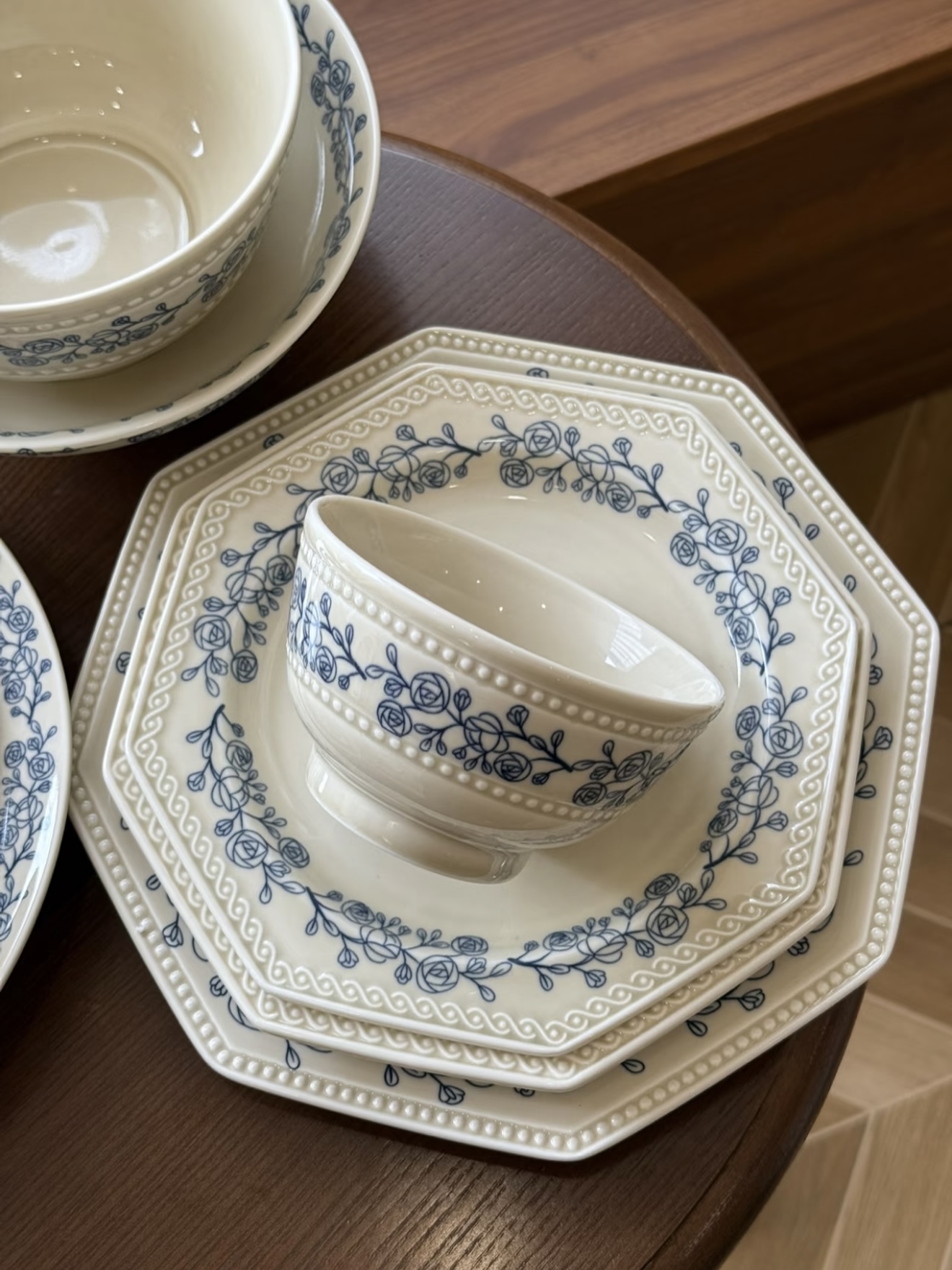 四时有梨 蓝玫瑰蓝黛庄园餐具高颜值早餐盘子陶瓷碗咖啡杯碗碟盘