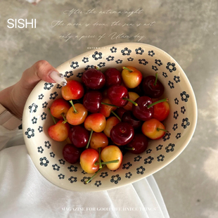 四时有梨 蓝朵朵浴缸椭圆碗