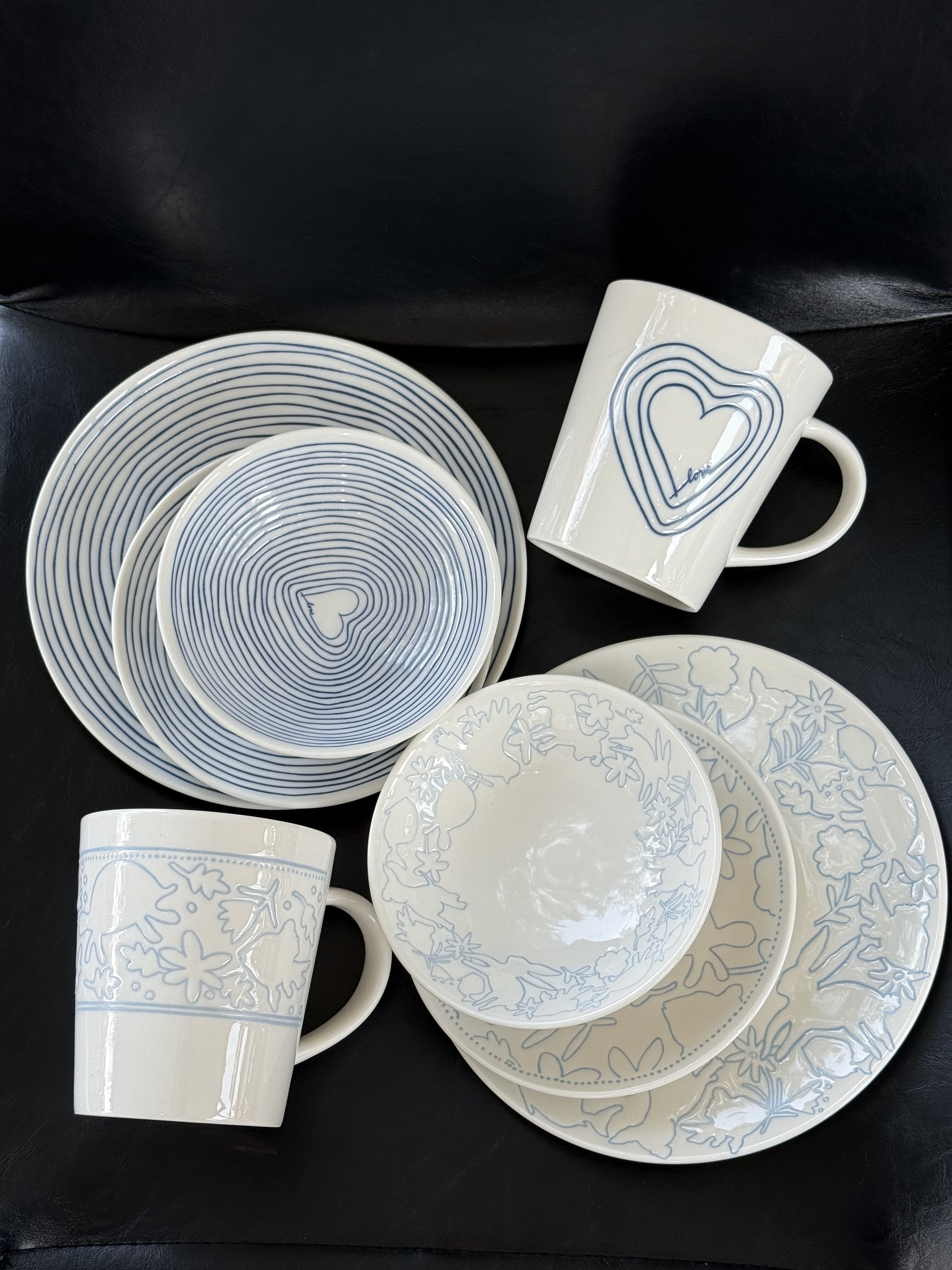 四时有梨 蓝色简约陶瓷碗家用焗饭碗汤碗收汁菜盘沙拉碗9寸浅汤盘