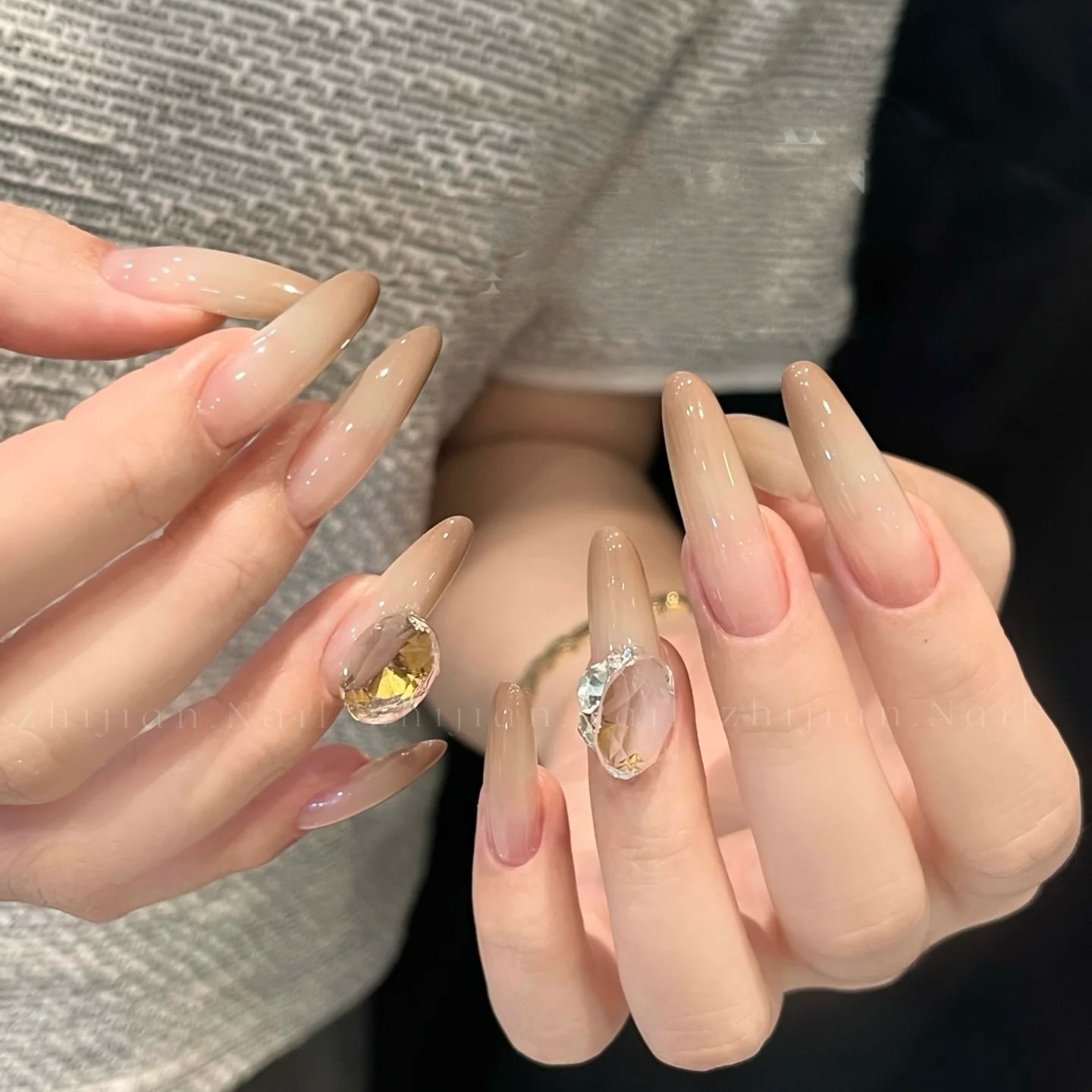 金金酱秋日指尖棕暹罗猫色美甲双层渐变奶霜色可拆卸手工穿戴甲,彩妆/香水/美妆工具,穿戴甲/甲片,淘宝优惠券,粉丝福利购,淘宝优惠卷