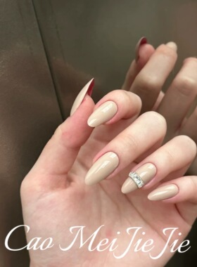 金金酱奶咖cl红底高跟鞋锆石美甲纯手工穿戴甲