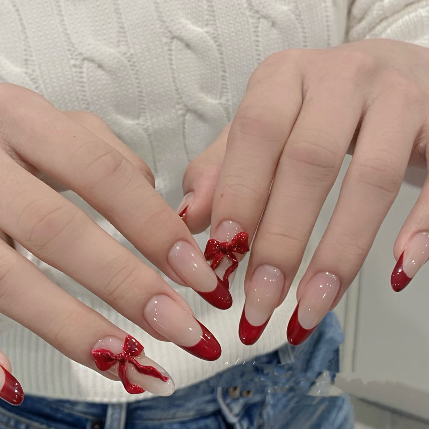 金金酱新年红法软雕蝴蝶结穿戴甲可拆卸新年美甲,彩妆/香水/美妆工具,穿戴甲/甲片,淘宝优惠券,粉丝福利购,淘宝优惠卷