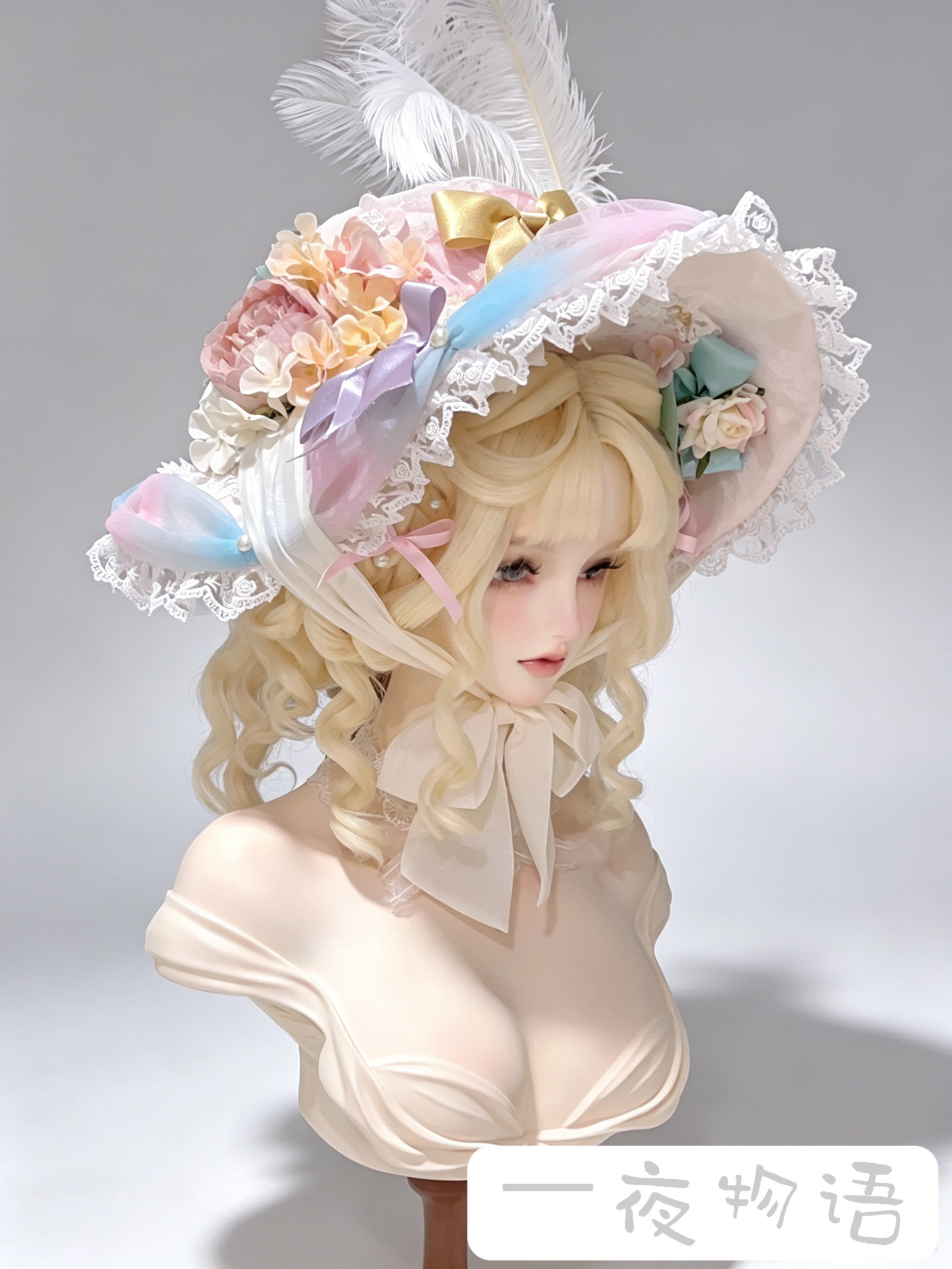 Lolita一夜物语原创设计洛丽塔古典玩偶花嫁安东尼欧姬芙头饰扁帽图片