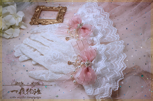 lolita蕾丝百搭粉白定制手套