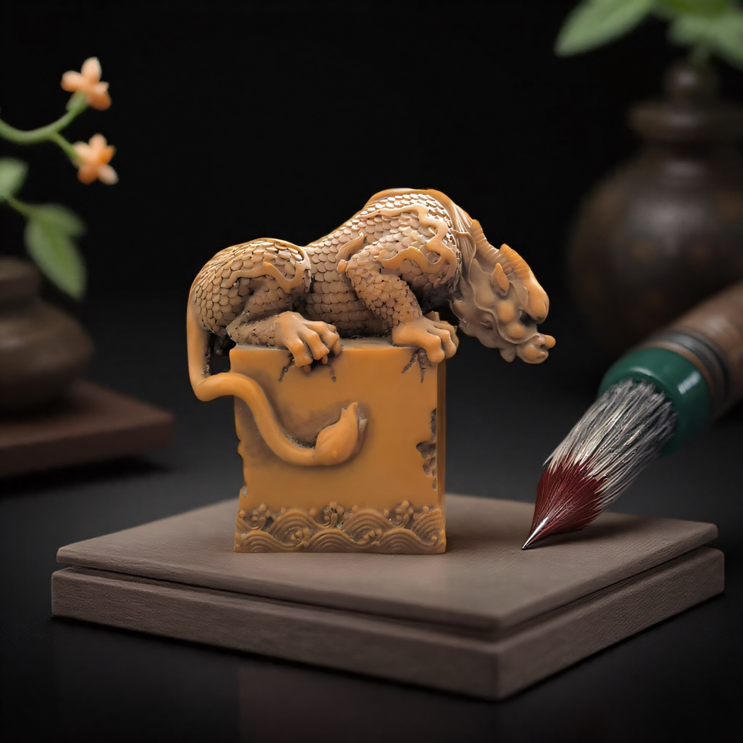 仿旧田黄石仿古貔貅秦始皇传国玉玺印章摆件乾隆仿古大印带字