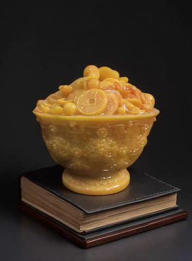 仿玉聚宝盆中古风桌面摆件