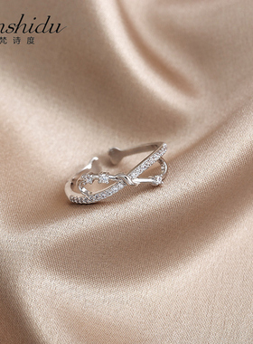 简约潮人微镶锆石欧美时尚开口调节经典气质法式蝴蝶结精致戒指