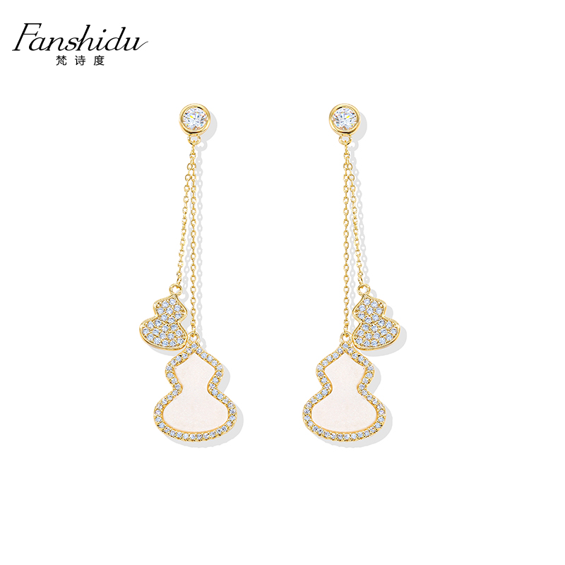 气质长款个性葫芦耳环满钻韩国