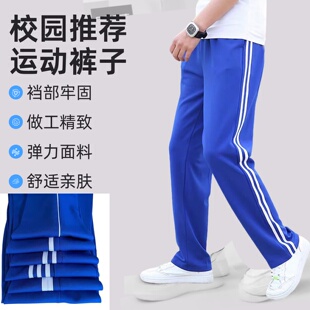 校服裤子宝蓝色夏季薄款直筒裤春秋南韩丝男童女童高中生运动长裤