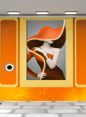 爱马橙色仕直播间背景墙高级橙色背景品牌服装奢侈品包包带货背景