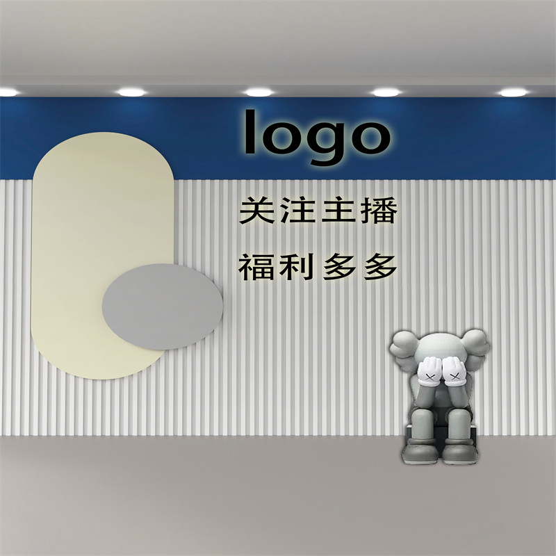 简约线条发光背景墙网红直播间装饰男女装奢侈品带货高清立体墙布