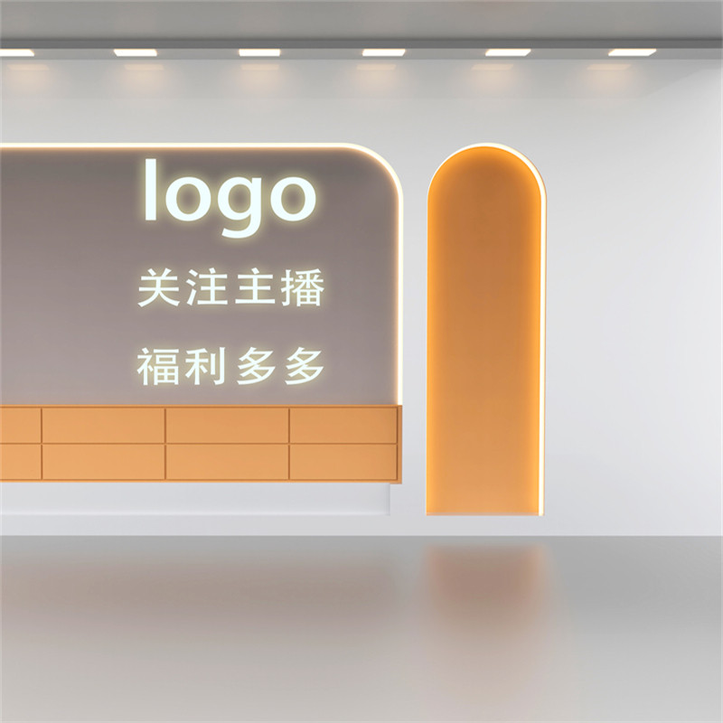 灰调简约直播间背景墙高端