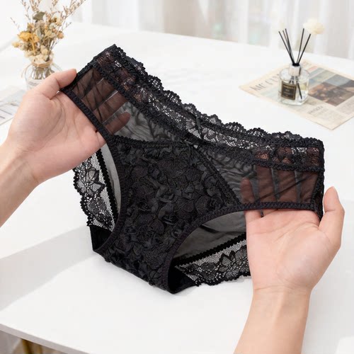 少女网纱蕾丝内裤纯棉裆立体玫瑰轻奢低腰甜美 2026 新款三角裤