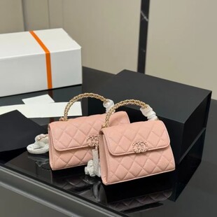 日本ぜいた小香风凯莉包鱼子酱牛皮斜挎包kelly链条包菱格单肩包