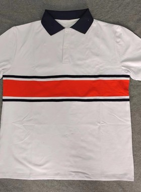 定做白色拼接橙黄色男女同款夏季大小码短袖T恤POLO衫大小码半袖