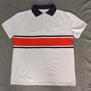 定做白色拼接橙黄色男女同款夏季大小码短袖T恤POLO衫大小码半袖