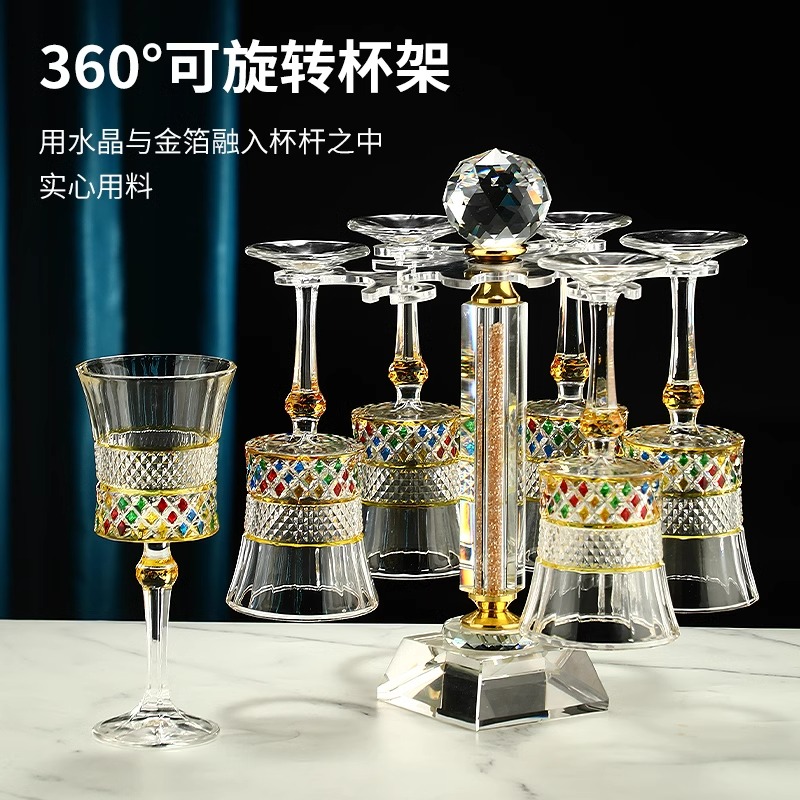 欧式纯手工彩绘描绘高档醒酒器水晶玻璃红酒杯套装高颜值葡萄酒杯