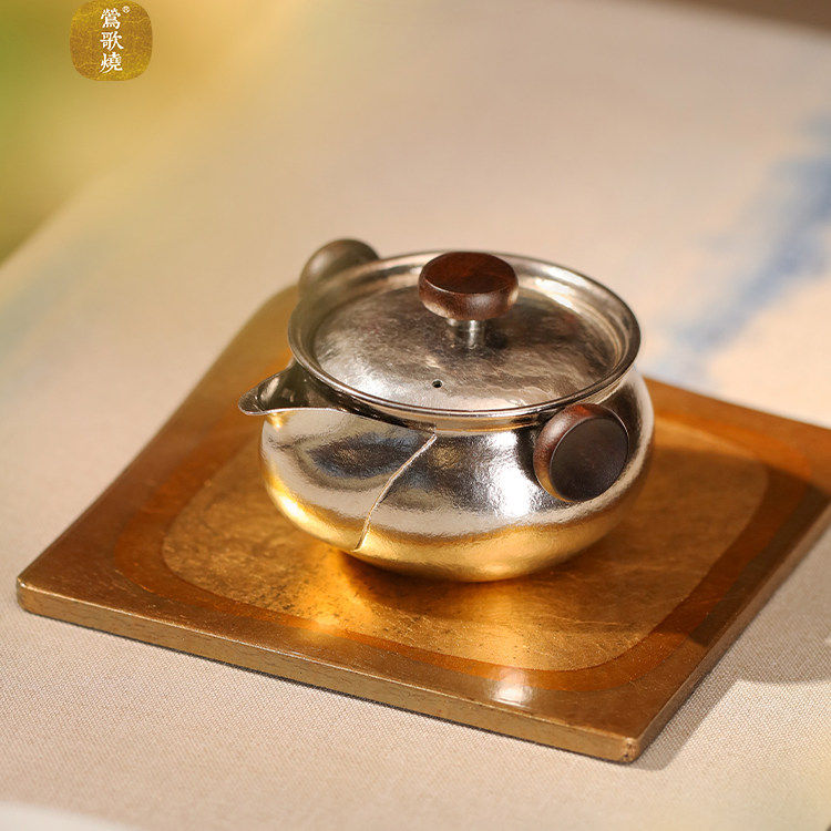 莺歌烧纯钛泡茶碗 宝瓶手抓壶 复古高端品质纯钛茶器泡茶壶 85cc