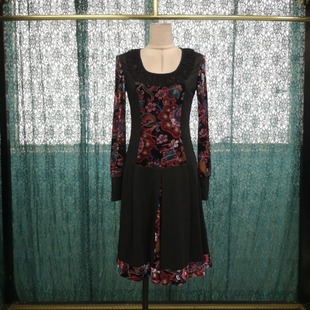 国内线下古源代购 no退no换介意者慎拍 领口蕾丝包边相拼连衣裙