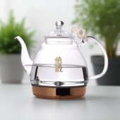 底部上水壶玻璃壶煮水泡茶 1000ml透明款 德韵茶艺壶 涌泉上水壶