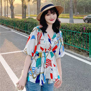 上衣洋气减龄雪纺衫 清仓捡漏女装 遮肚子小衫 中年妈妈装 宽松大码