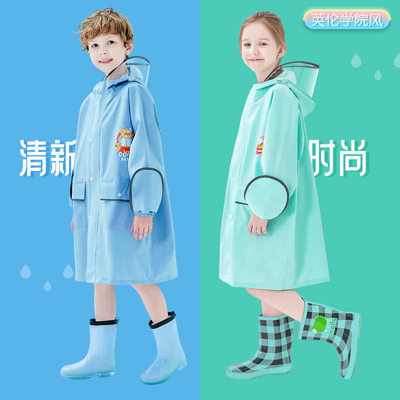 中南儿童雨衣男童大童女孩全身防水小学生上学专用带书包位雨披