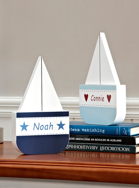 装饰装饰品儿童房家居用品帆船男孩木制桌面售楼处样板房布局装饰