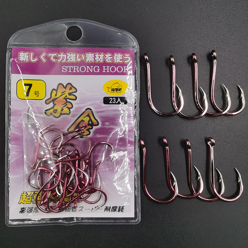 进口管付倒刺加粗渔具长柄鲈鱼钩