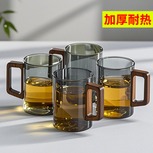 高硼硅玻璃杯家用耐高温招待客人带把水杯套装茶杯办公室会客杯子